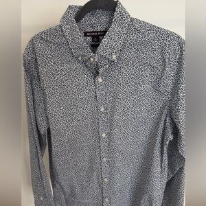 Michael Kors Men's Navy and White Button Down Shirt